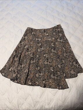 Anne Carson Leopard Print Circle Skirt - Brown & Black